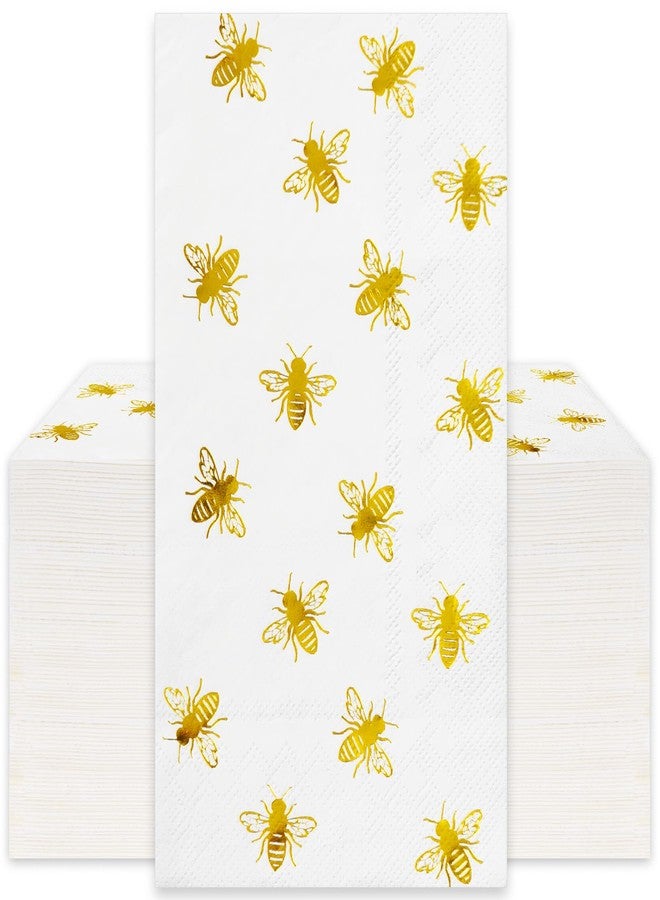 Whaline 100Pcs Bee Guest Napkins Gold Foil Bumble Bee Disposable Napkins Spring Summer Dinner Hand Napkin Towel for Wedding Birthday Party Supplies - Image 1